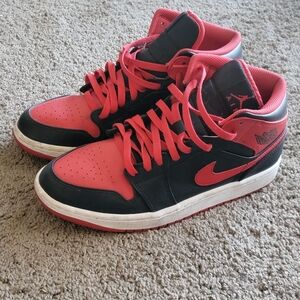 Jordan Black and Red Athletic Shoes